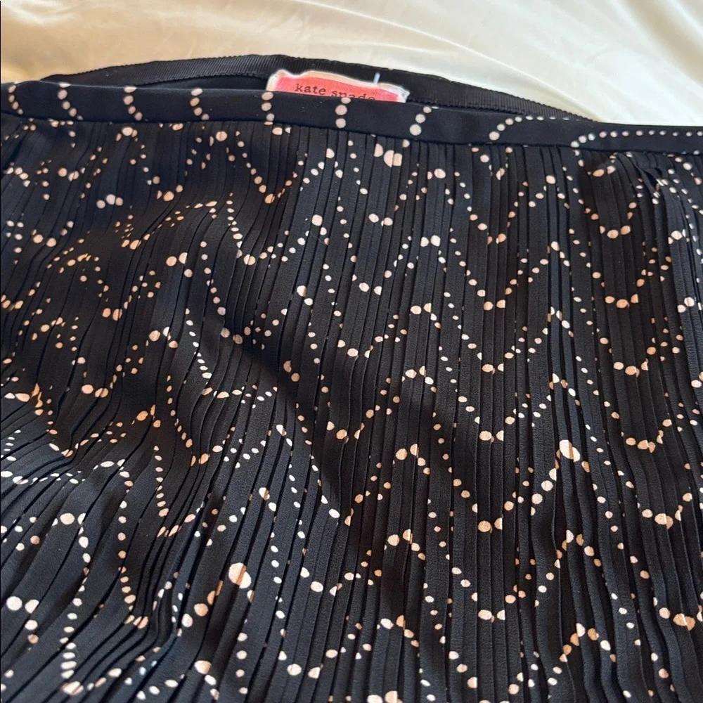 KATE SPADE New York Wavy SKIRT Black White Dot Lined Midi Pleated skirt